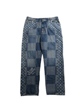 Louis Vuitton x NIGO Denim Pants Giant Damier Waves Monogram Blue